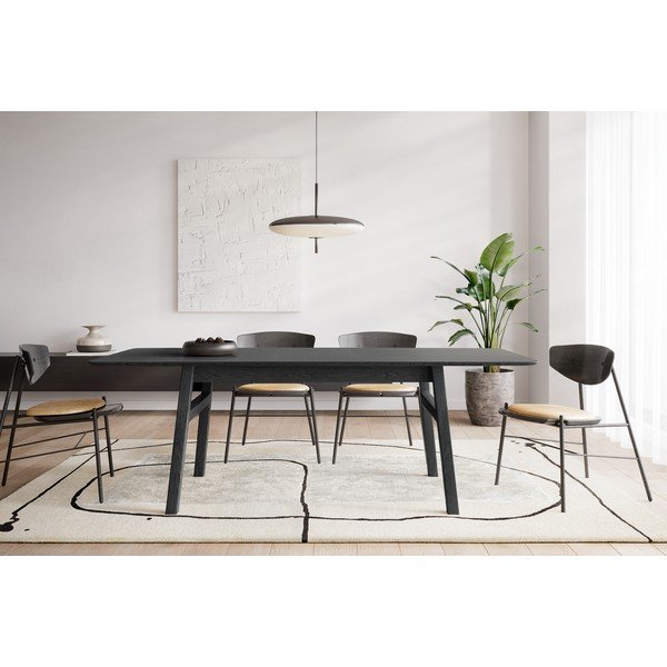 Kokkupandav tammespooniga söögilaud koos lisaplaadiga 90x180 cm Curved - Woodman-image-1