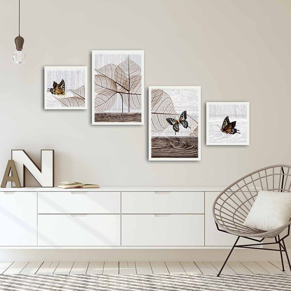 Vícedílný obraz Leaves and Butterfly, 136 x 75 cm-image-1