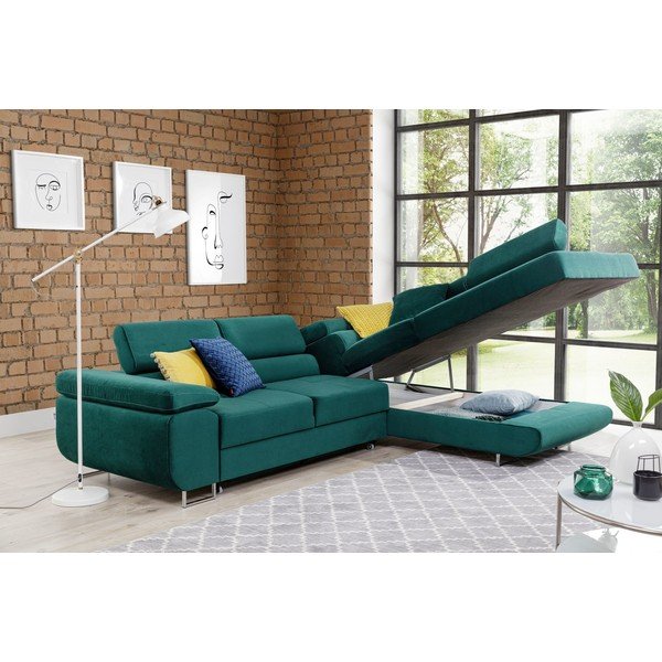 Roheline sametist nurgadiivan, muudetav / koos panipaigaga, parem nurk Anton – ELTAP-image-3