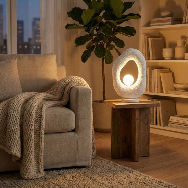 Valge metallist laualamp (kõrgus 50 cm) Lore - Opviq lights-image-1