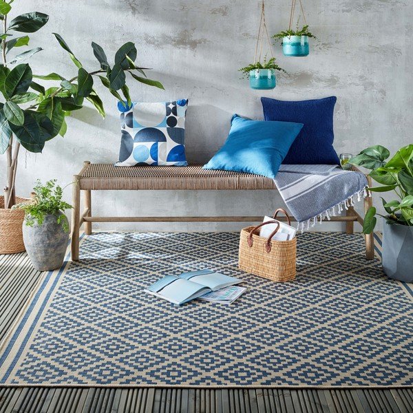 Sinine/beež õuevaip 200x200 cm Moretti - Flair Rugs-image-1