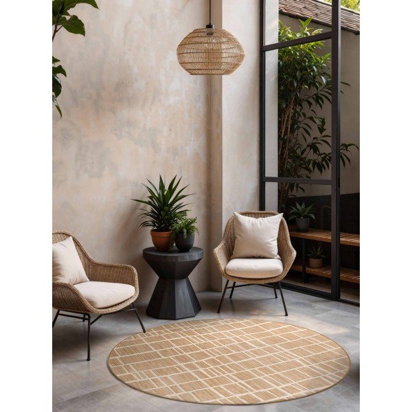 Kreemikas/naturaalne ümmargune sise- ja õuevaip ø 200 cm Haringey Crouch - Ted Baker-image-1