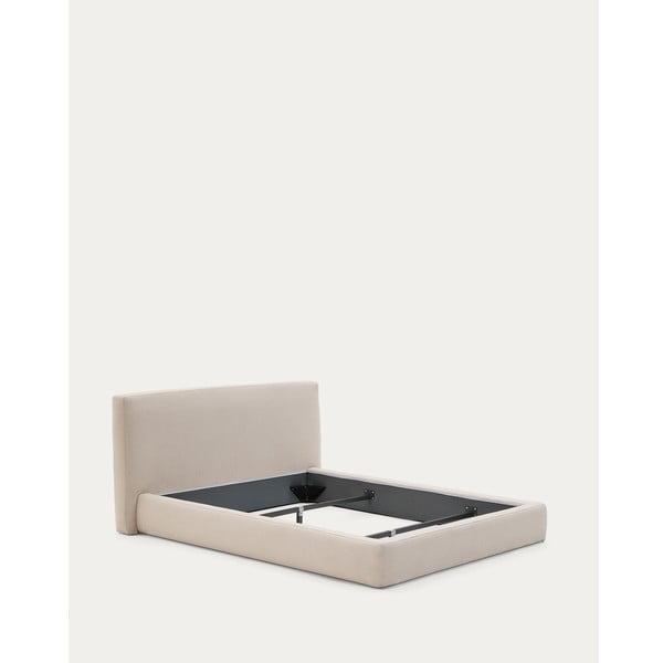 Beež polsterdatud üheinimesevoodi ilma voodipõhjata 90x200 cm Blok - Kave Home-image-2