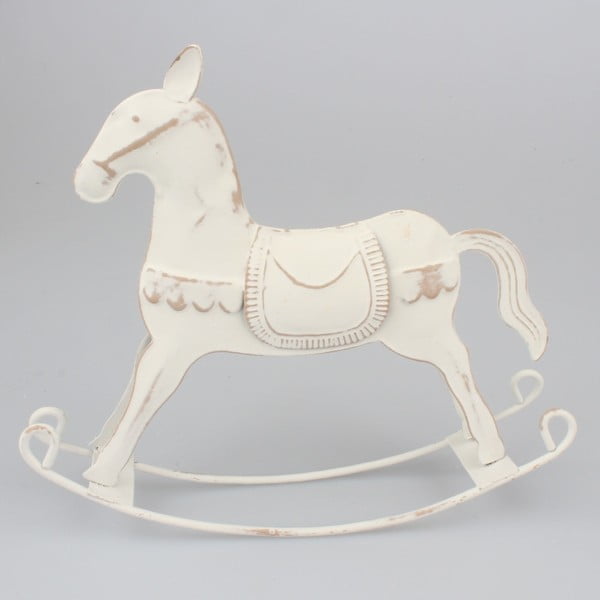 Bílý kovový dekorativní koník Dakls, výška 16 cm