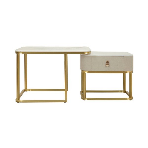 Kreemid/kuldsed diivanilauad 2 tk komplektis 50x70 cm Beauty - Mauro Ferretti