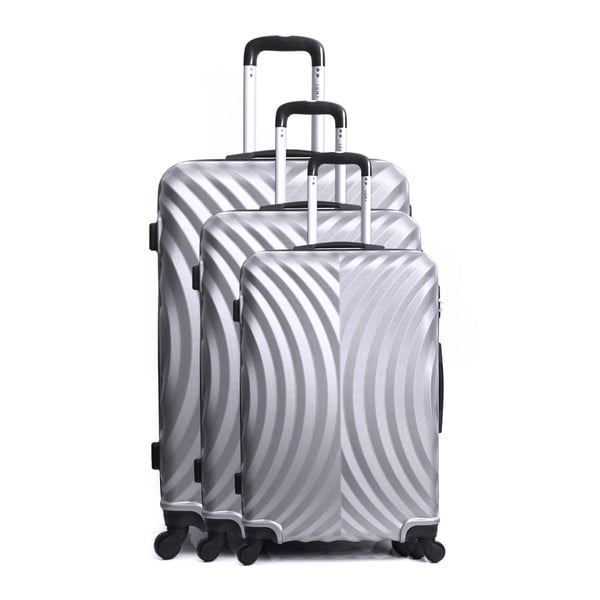 Sada 3 cestovních kufrů ve stříbrné barvě na kolečkách Hero Lagos