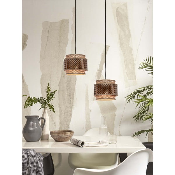 Must-puiduvärvi bambusest varjuga rippvalgusti  ø 25 cm Bhutan - Good&Mojo-image-1