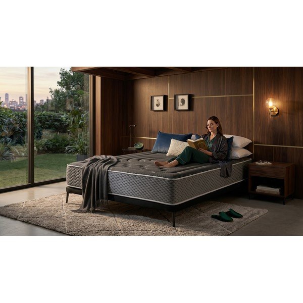 Keskmise/extrakindla vahtpolsterdusega kahepoolne madrats 200x200 cm Premium Black Multizone - Moonia-image-1