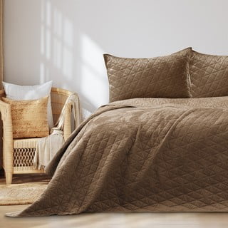 Helepruun sametist tepitud voodikate 170x210 cm Laila - AmeliaHome