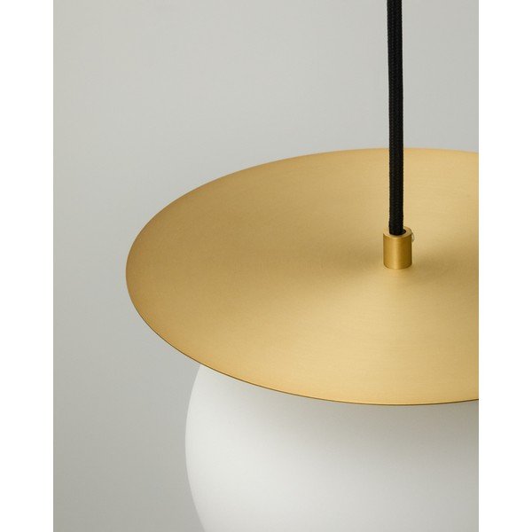 Valge/kuldse värvi metallist ripplamp klaasist varjuga, ø 25 cm Brisia - Kave Home-image-3