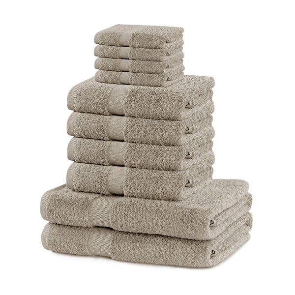 Beežid froteest puuvillased käterätikud ja saunalinad, komplekt 10 tk Marina – DecoKing