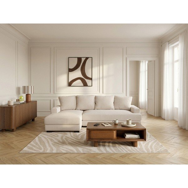 Beež kordvelvetist diivanvoodi/panipaigaga nurgadiivan (vasak nurk/diivanvoodiga) Campi - Bobochic Paris-image-1