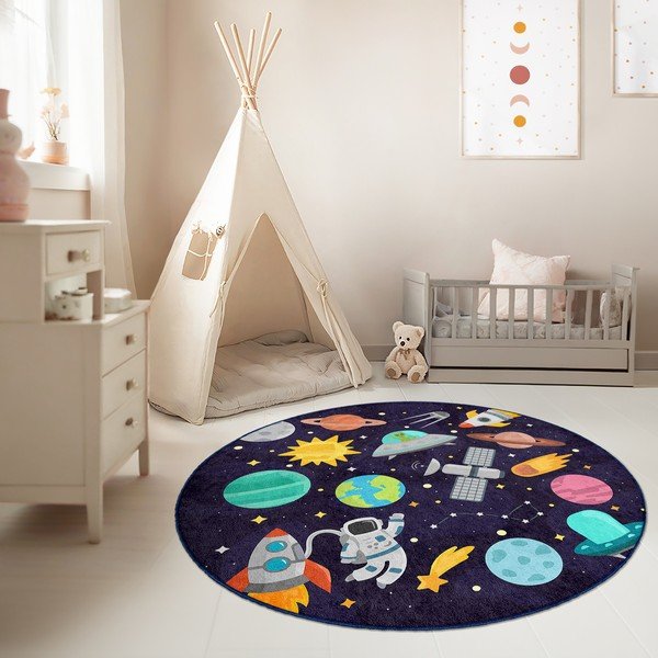 Tumesinine pestav laste mänguvaip ø150 cm Into The Space - Mila Home-image-1