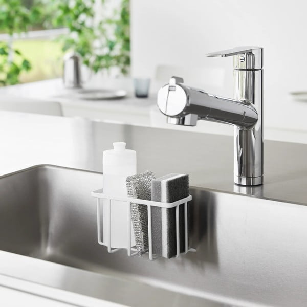 Valge metallist pesuvahendi riiul (ilma puurimiseta) Film Hook - YAMAZAKI-image-3