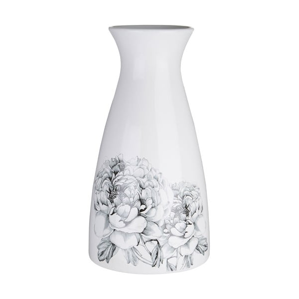 Černobílá dekorativní váza s motivem květin Premier Housewares