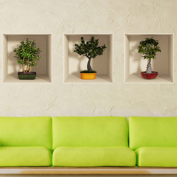 3 kleebise komplekt 3D-efektiga Bonsai puudega - Ambiance-image-1