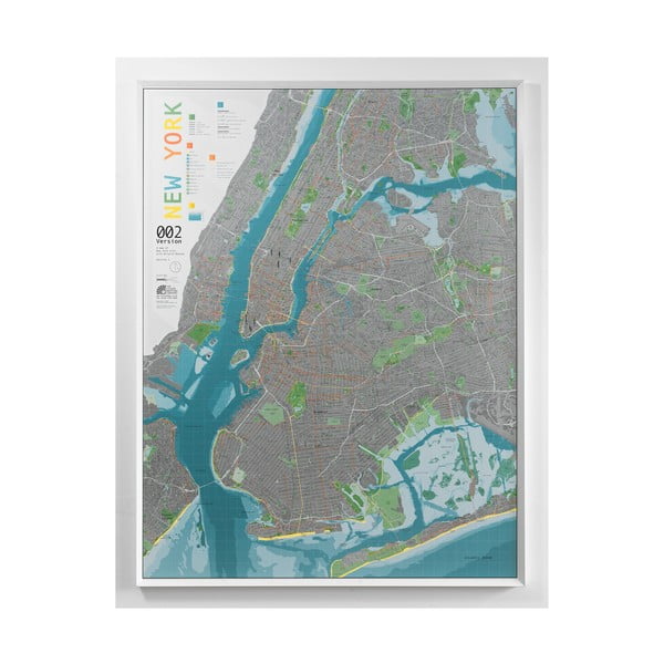 Mapa New Yorku v průhledném pouzdru The Future Mapping Company New York City, 130 x 100 cm