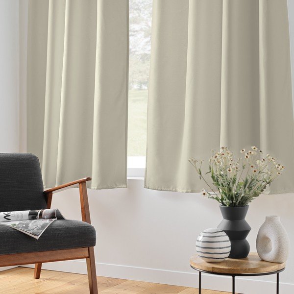 Beež termo/dimout mikrokiust kardin 135x180 cm Micropolar - douceur d'intérieur-image-1