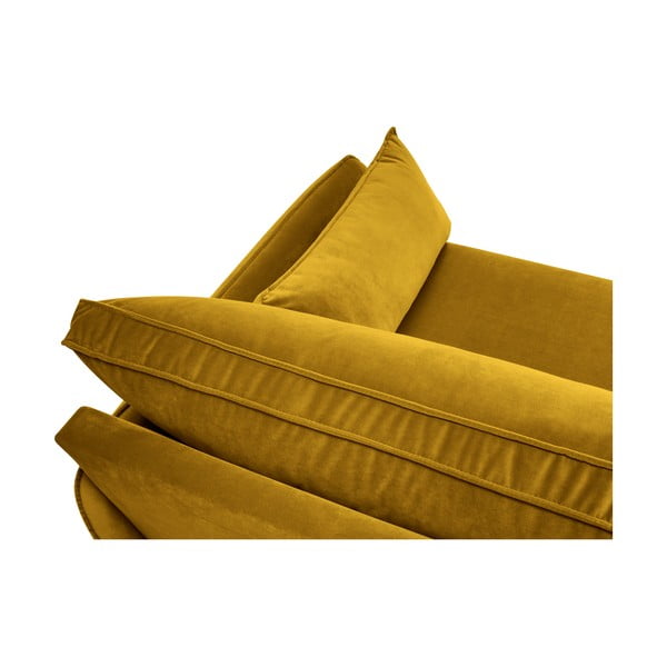 Kollane sametist nurgadiivan mustade jalgadega , paremas nurgas Lento - Kooko Home-image-4