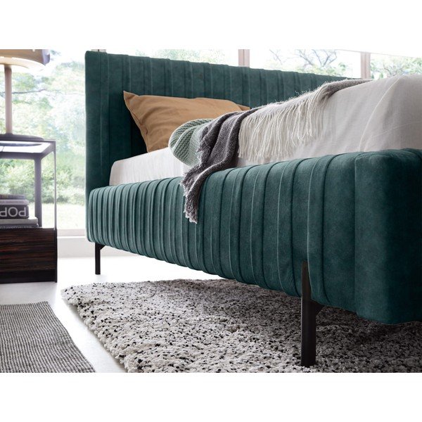 Petrooleumivärvi polsterdatud kaheinimesevoodi koos panipaiga ja voodipõhjaga 160x200 cm Plissa - ELTAP-image-4