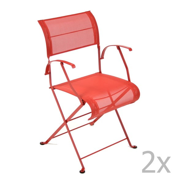 Sada 2 červených skládacích židlí s područkami Fermob Dune