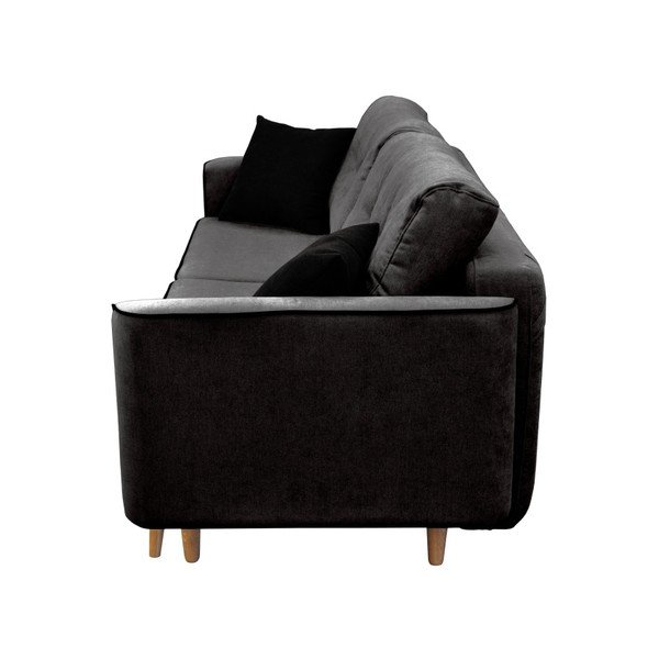 Černá trojmístná rozkládací pohovka se světlými nohami Mazzini Sofas Ivy-image-2