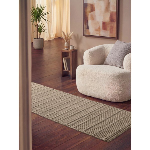 Beež käsitsi kootud villane jooksja 80x250 cm Camden Parker - Ted Baker-image-1