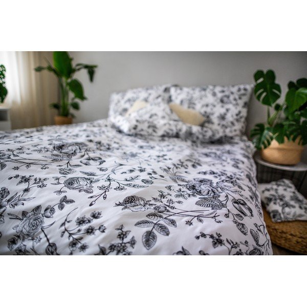 Must-valge puuvillane voodipesu Lill, 140 x 200 cm Ema - Cotton House-image-2