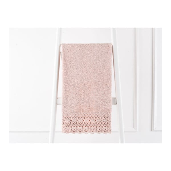 Pudrově růžový ručník z čisté bavlny Madame Coco, 50 x 76 cm