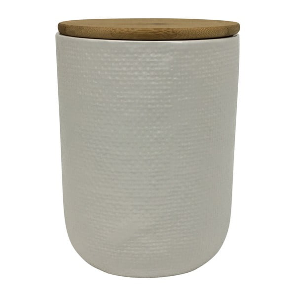 Bílá dóza s bambusovým víkem HouseVitamin® Jar, výška 12 cm