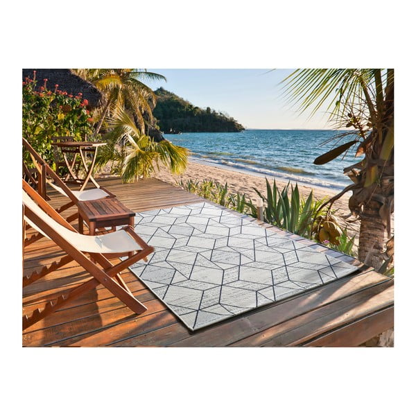 Kreemjas ja sinine õuevaip Geo, 140 x 200 cm Elba - Universal-image-2