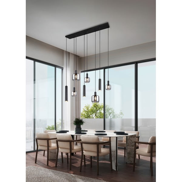 Must rippvalgusti metallist-klaasist varjukaga Mataro - Trio-image-1