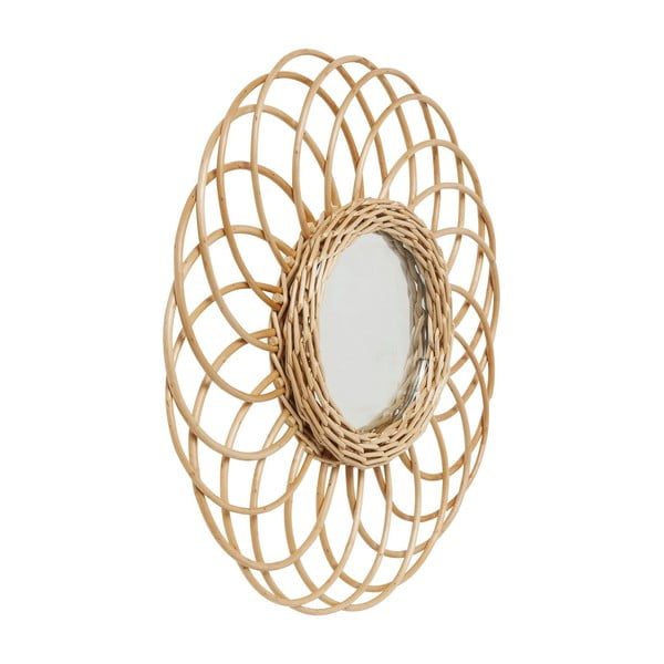 Nástěnné zrcadlo s ratanovým rámem Kare Design Swing, Ø 34 cm-image-2