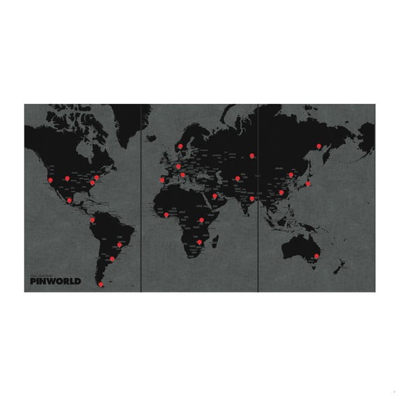 Černá nástěnná mapa světa Palomar Pin World XL, 198 x 124 cm-image-1