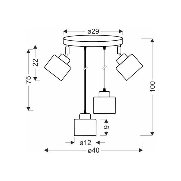 Mustast metallist rippvalgusti Wama - Candellux Lighting-image-1