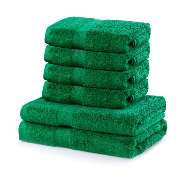 Komplektis 2 puuvillast rohelist rätikut ja 4 rätikut Marina - DecoKing