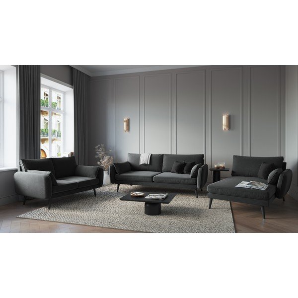 Tumehall mustade jalgadega sametist lounge-tool , paremas nurgas Lento - Kooko Home-image-1