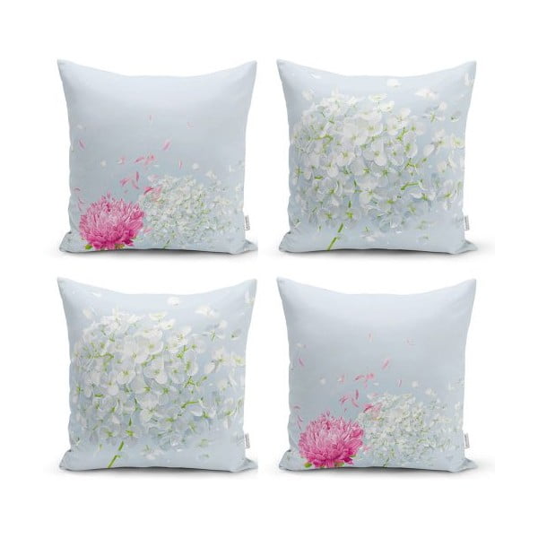 Komplekt 4 dekoratiivset padjapüürilehte Soft Flowers, 45 x 45 cm - Minimalist Cushion Covers