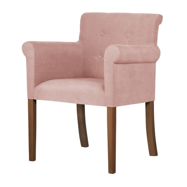 Růžová židle s tmavě hnědými nohami z bukového dřeva Ted Lapidus Maison Flacon