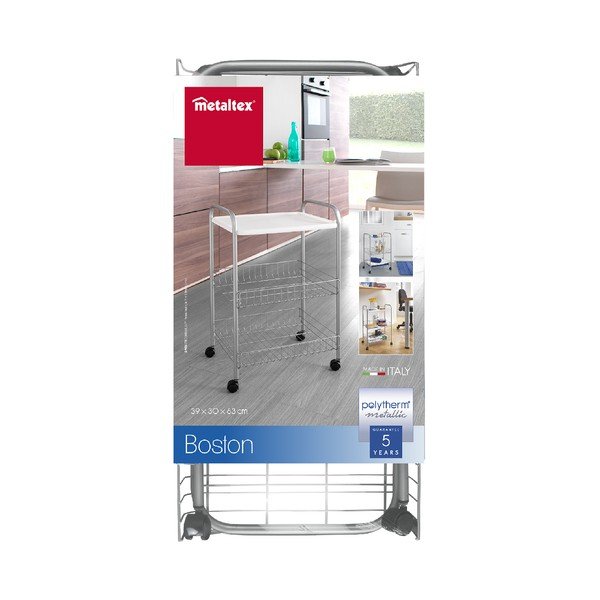 Pojízdný dvoupatrový regál Metaltex Boston, délka 39 cm-image-1