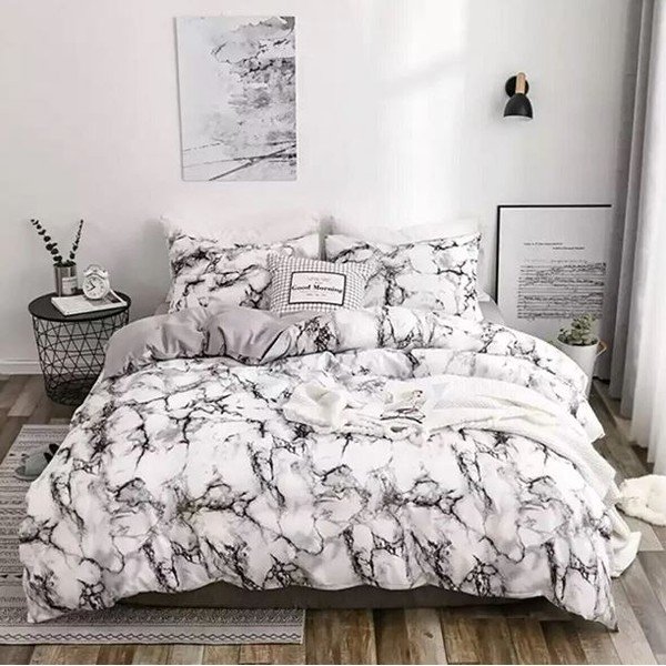 Must-valge puuvillane pikendatud voodipesu kaheinimesevoodile koos linaga 200x220 cm - Mila Home