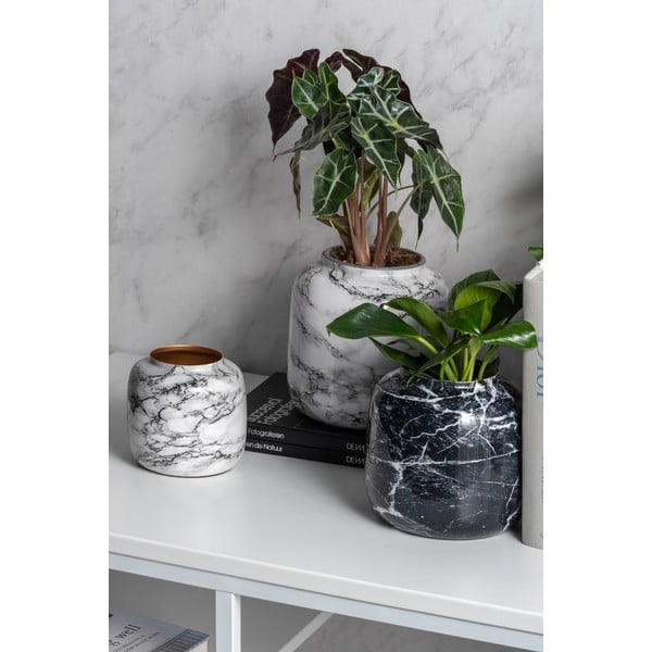 Valge ja must rauast vaas Marmor, kõrgus 12,5 cm - PT LIVING-image-3