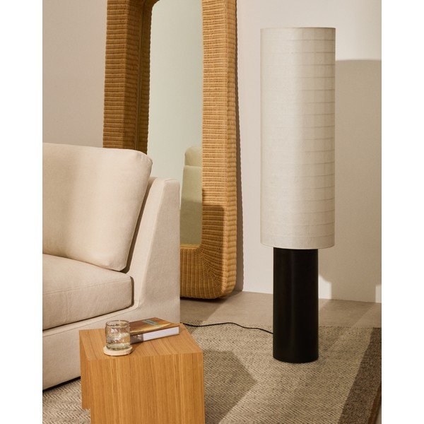 Valge/must põrandalamp tekstiilist varjuga (kõrgus 142 cm) Dulan - Kave Home-image-1