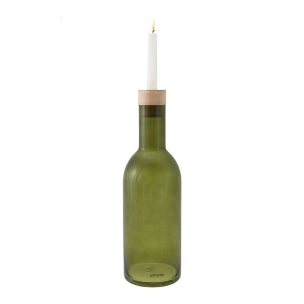 Váza/svícen Bottle 36,8 cm, zelená