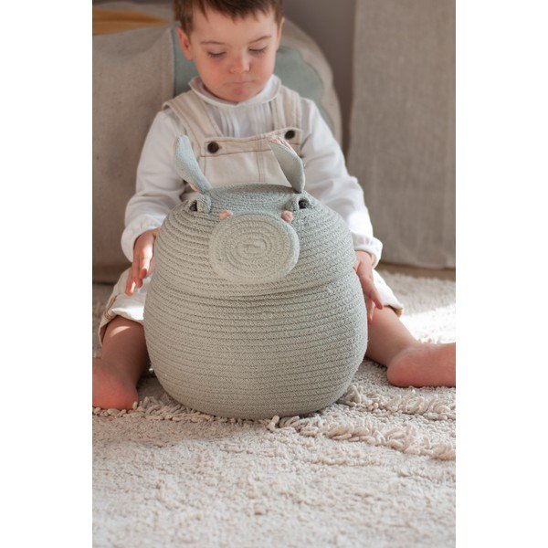 Helehall riidest laste mänguasjakorv ø 25x30 cm Henry the Hippo - Lorena Canals-image-3