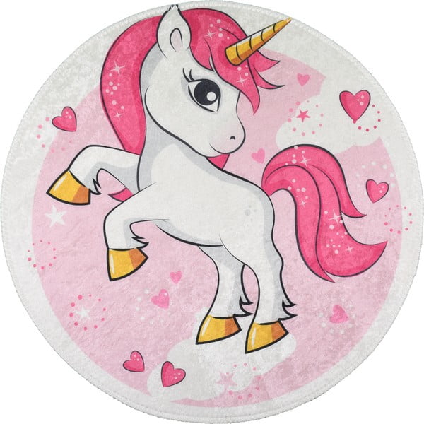 Roosa pestav laste vaip ø100 cm Pink Unicorn - Vitaus