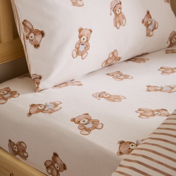 Kreemikas flanelllina lastele üheinimesevoodile 90x190 cm Brushed Teddy Bear - Catherine Lansfield