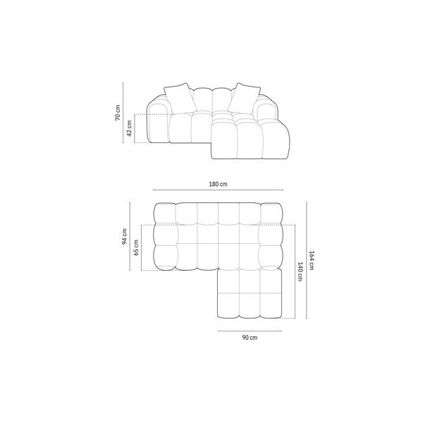 Kreem šenillist nurgadiivan (parem nurk) Treno - Cosmopolitan Design-image-4