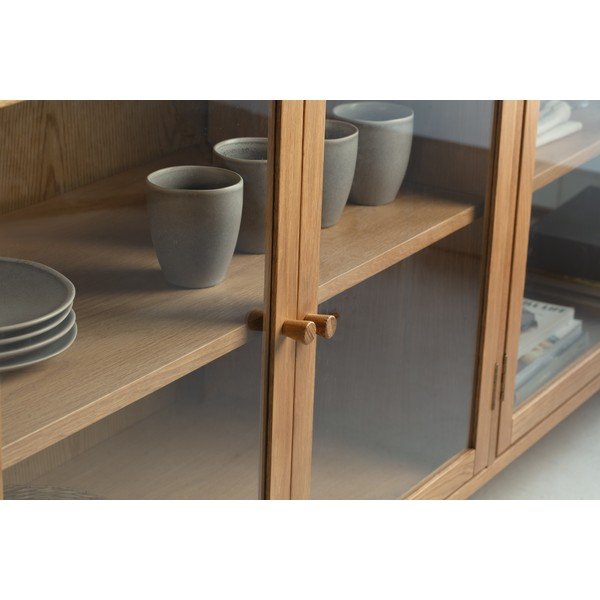 Vitriinkapp tammepuust naturaalses värvitoonis 180x80x40 cm Ceci - MOME-image-2