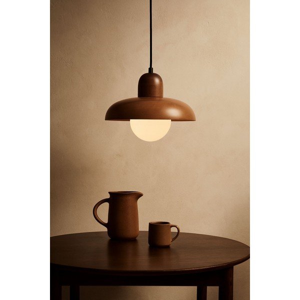 Pruun ripplamp puidust varjuga, ø 25 cm Elsa - Opviq lights-image-1